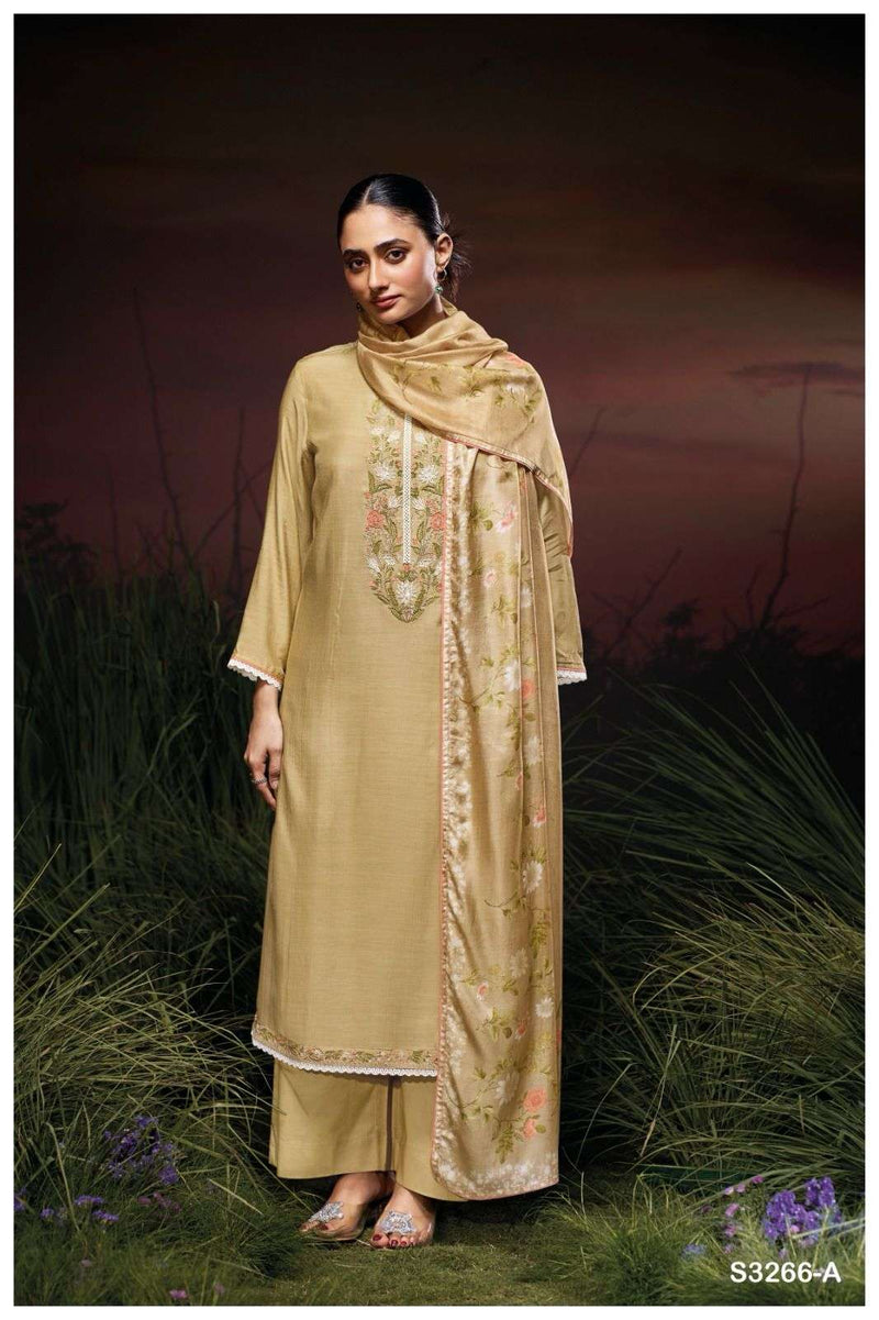 Ganga Janita 3266 Premium Bemberg Silk Embroidered Work Salwar Kameez