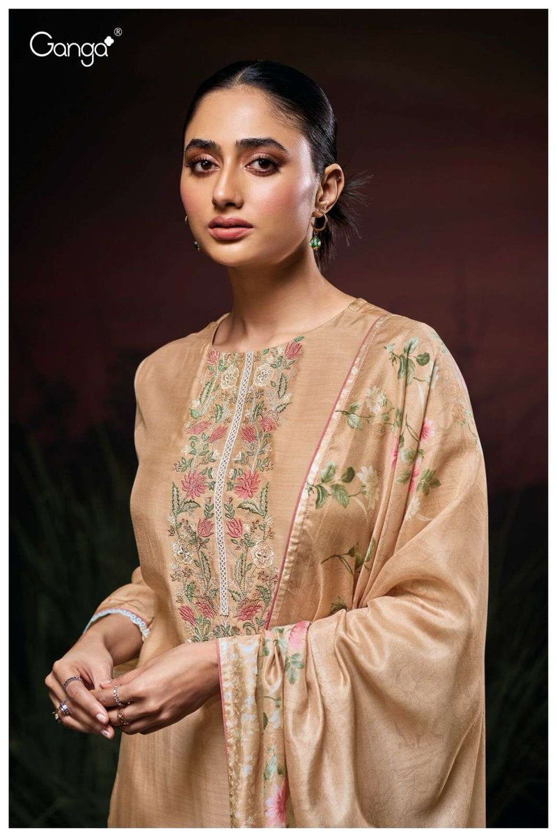 Ganga Janita 3266 Premium Bemberg Silk Embroidered Work Salwar Kameez