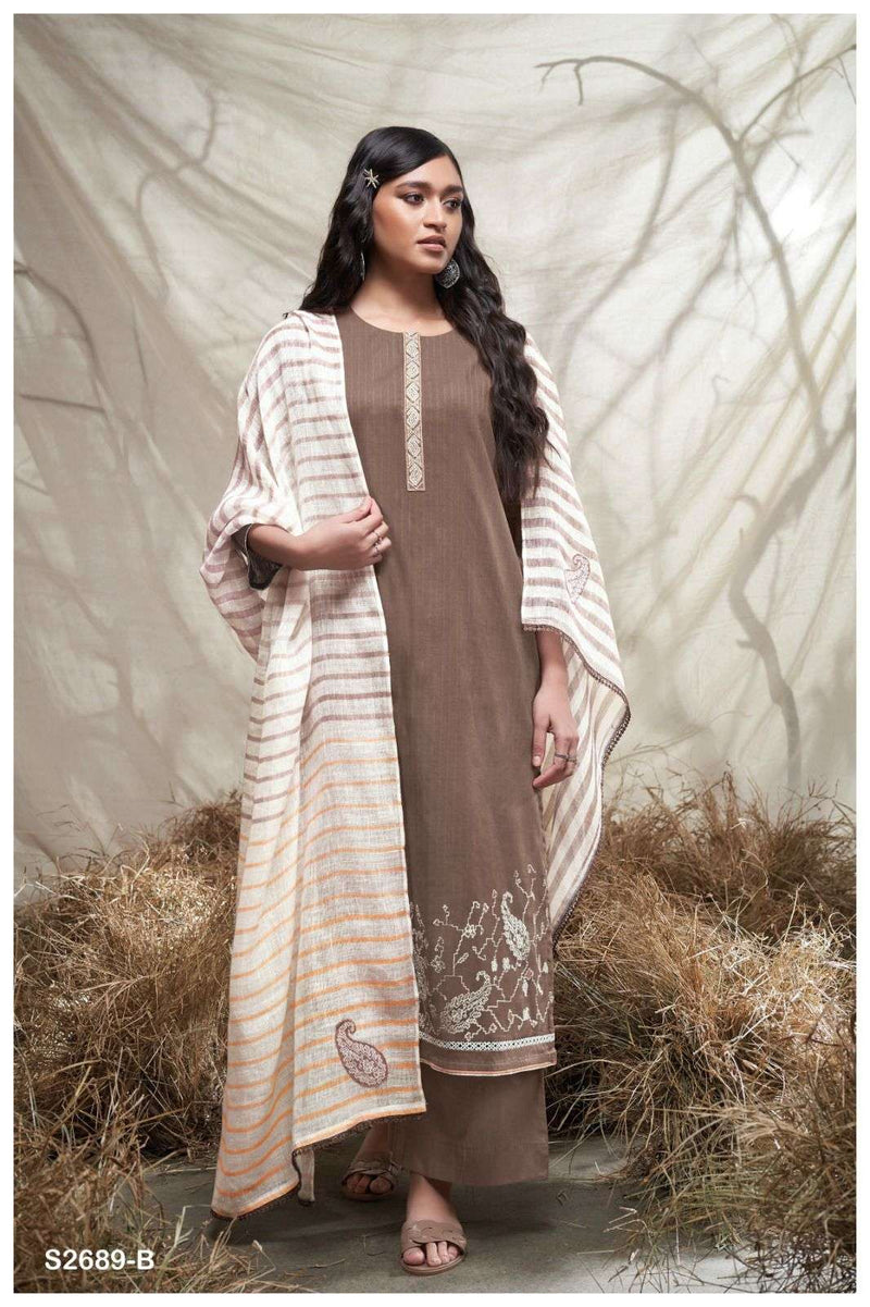 Ganga Leisha 2689 Premium Cotton Embroidered Salwar Suit