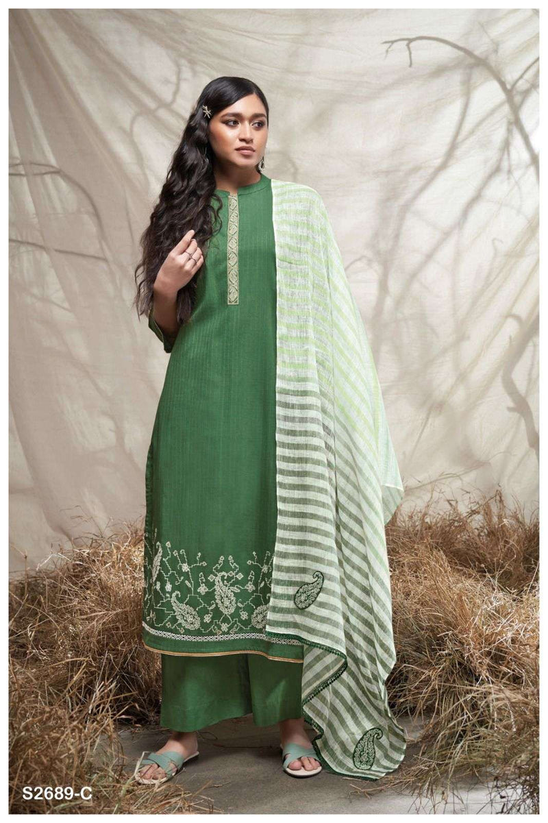 Ganga Leisha 2689 Premium Cotton Embroidered Salwar Suit