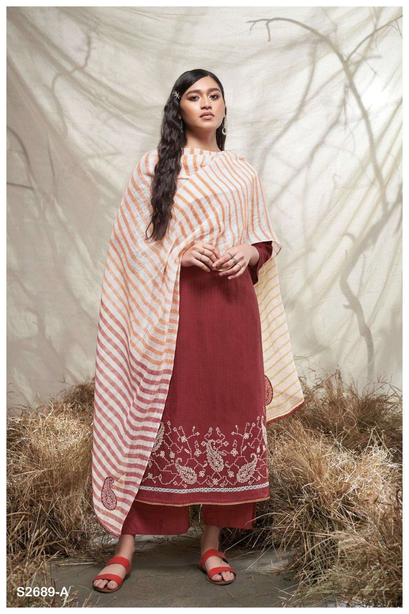 Ganga Leisha 2689 Premium Cotton Embroidered Salwar Suit