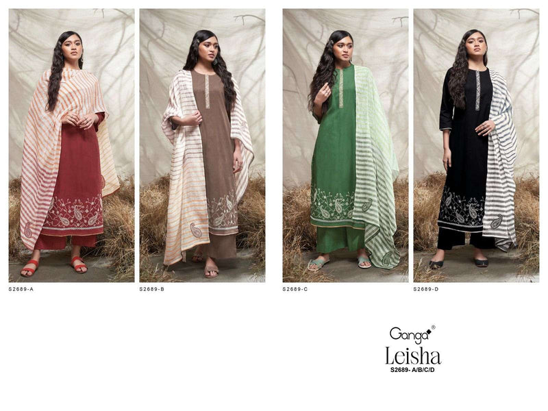 Ganga Leisha 2689 Premium Cotton Embroidered Salwar Suit