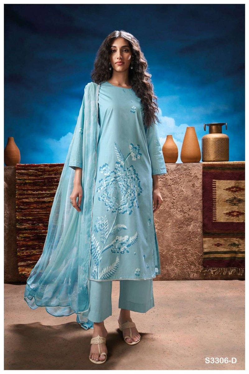 Ganga Natalia 3306 Premium Cotton Embroidered Fancy Salwar Suit