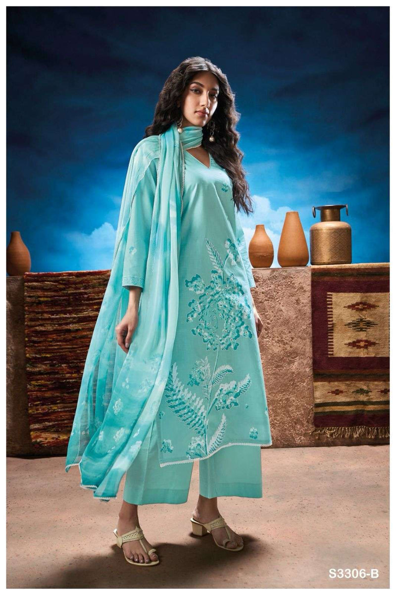 Ganga Natalia 3306 Premium Cotton Embroidered Fancy Salwar Suit