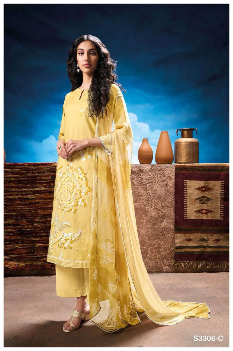 Ganga Natalia 3306 Premium Cotton Embroidered Fancy Salwar Suit