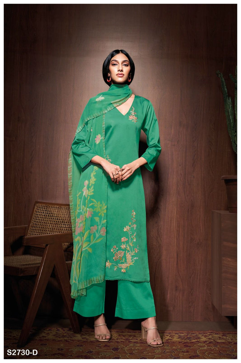 Ganga Suit Aashi 2730 Premium Cotton Silk With Embroidery Work Salwar Suits