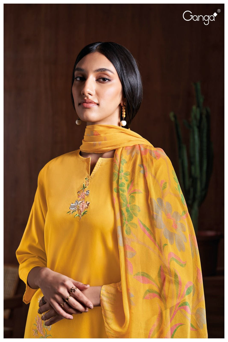 Ganga Suit Aashi 2730 Premium Cotton Silk With Embroidery Work Salwar Suits