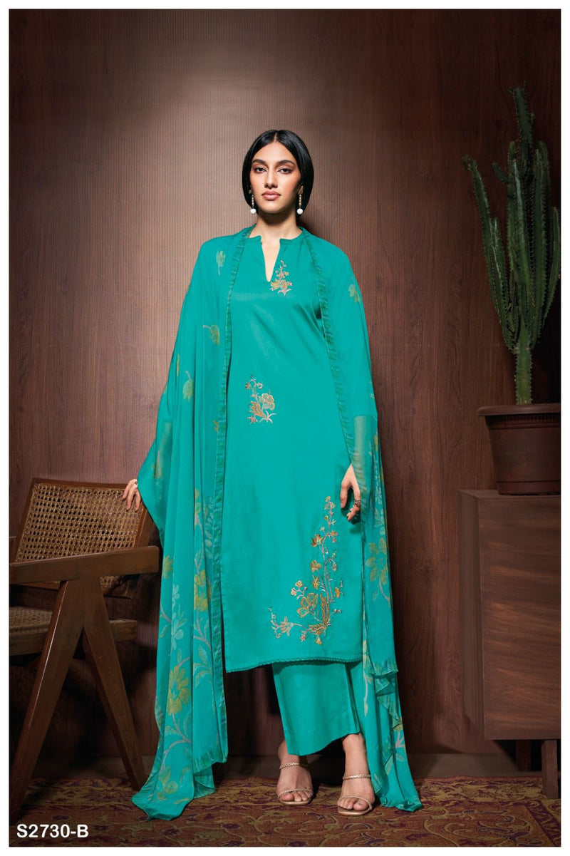 Ganga Suit Aashi 2730 Premium Cotton Silk With Embroidery Work Salwar Suits