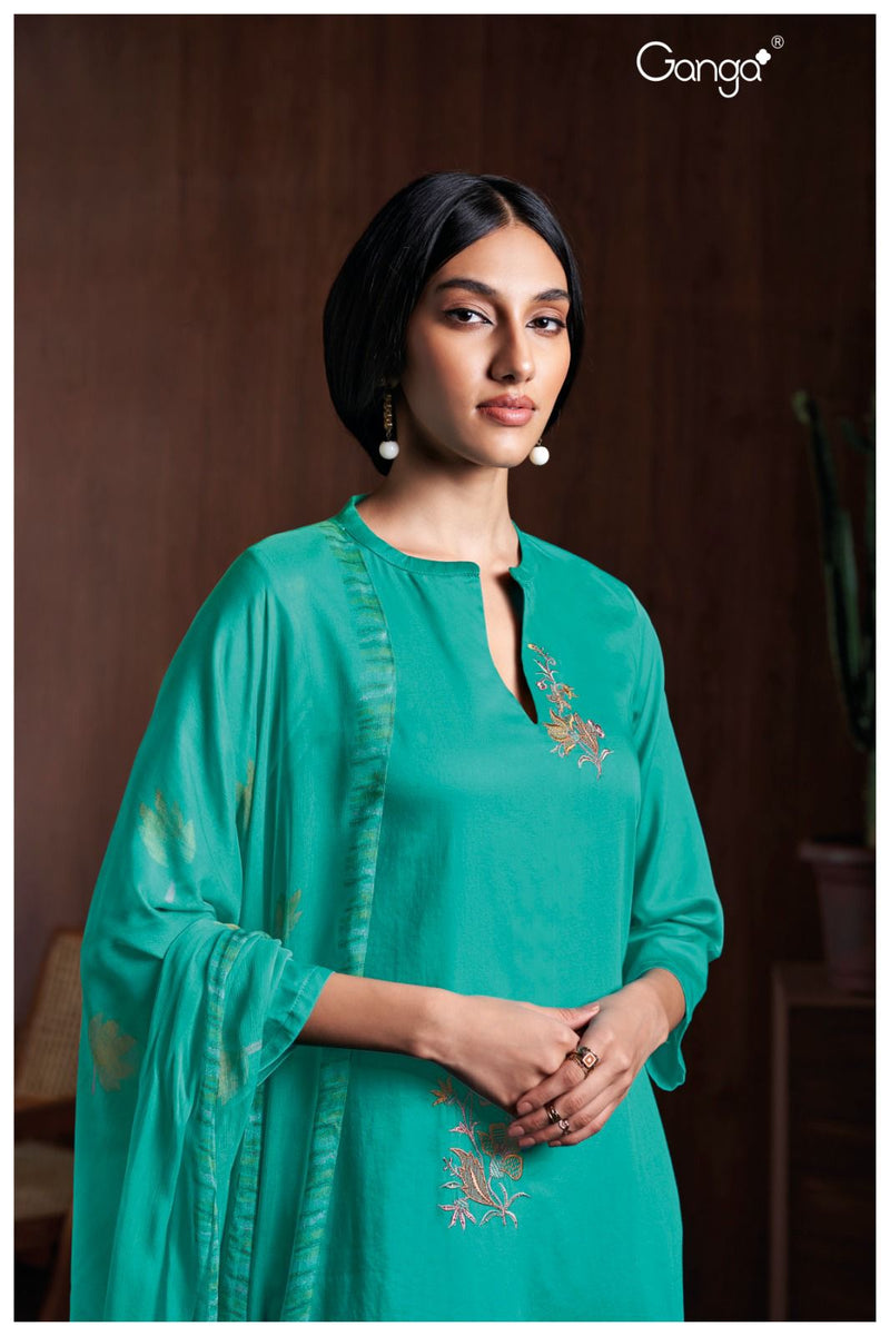 Ganga Suit Aashi 2730 Premium Cotton Silk With Embroidery Work Salwar Suits