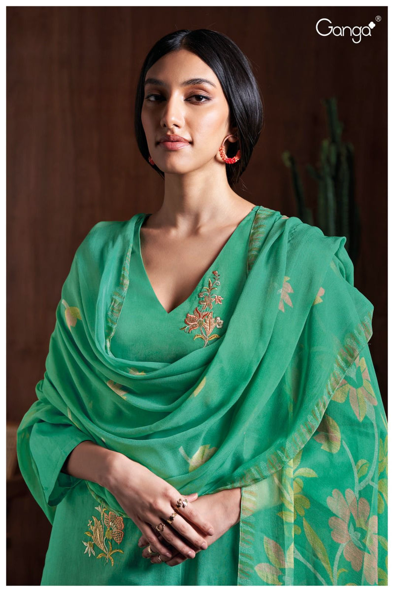 Ganga Suit Aashi 2730 Premium Cotton Silk With Embroidery Work Salwar Suits
