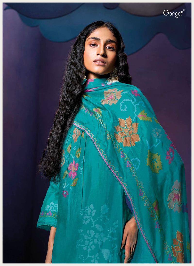 Ganga Suit Aashrut Pure Bemberg Russian Silk Handwork Salwar Kameez