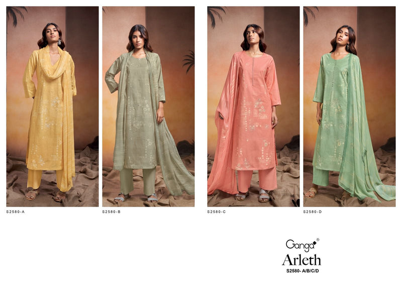 Ganga Suit Arleth 2580 Premium Cotton Embroidered Handwork Salwar Kameez