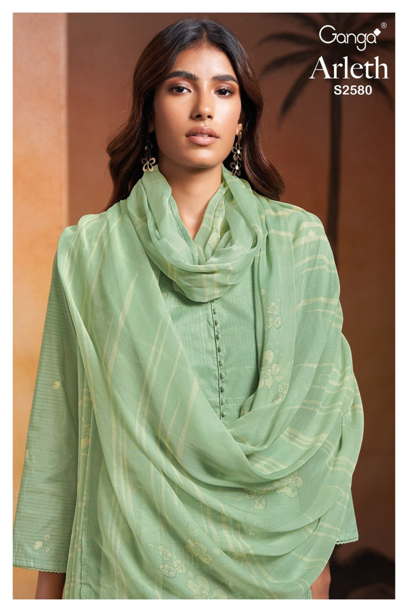 Ganga Suit Arleth 2580 Premium Cotton Embroidered Handwork Salwar Kameez