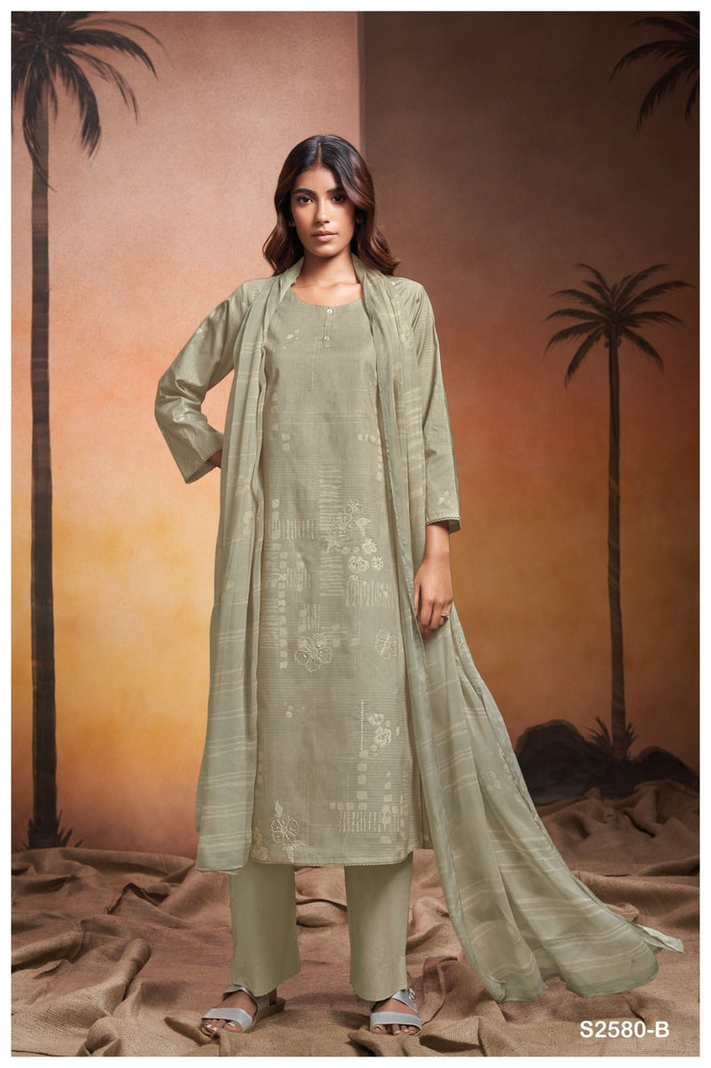 Ganga Suit Arleth 2580 Premium Cotton Embroidered Handwork Salwar Kameez