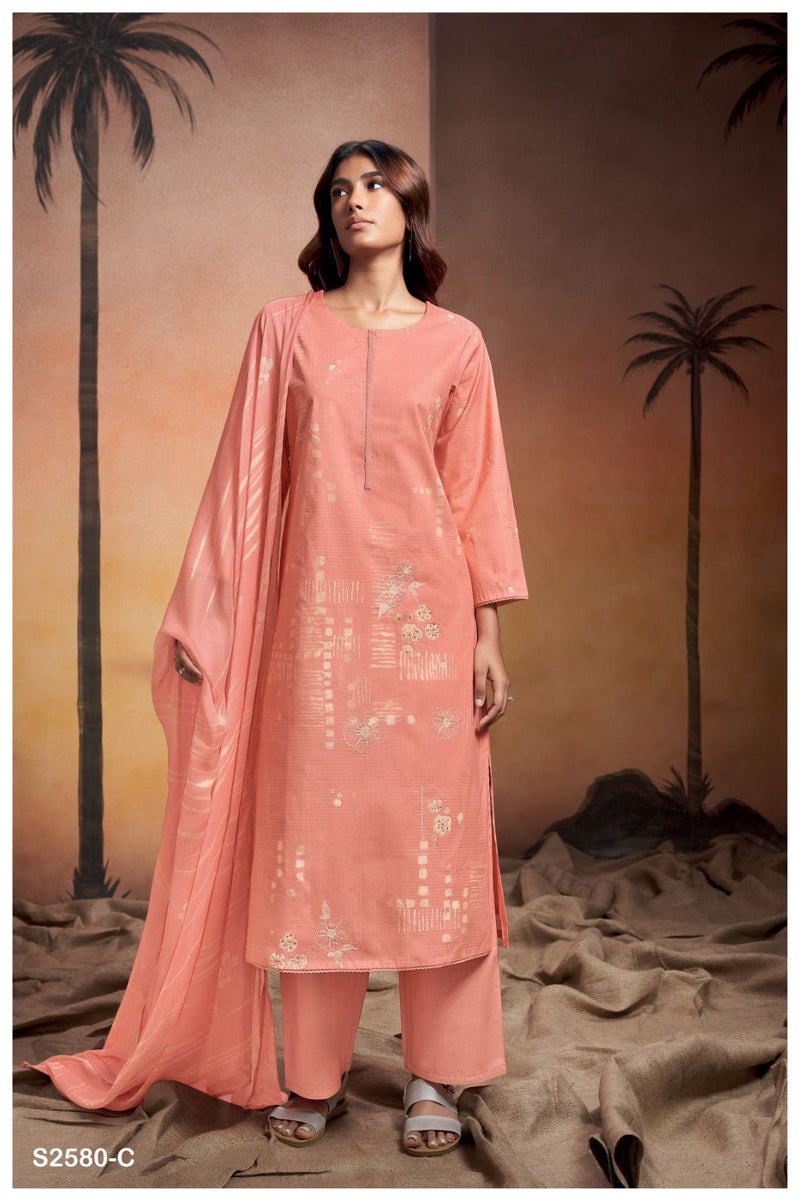 Ganga Suit Arleth 2580 Premium Cotton Embroidered Handwork Salwar Kameez