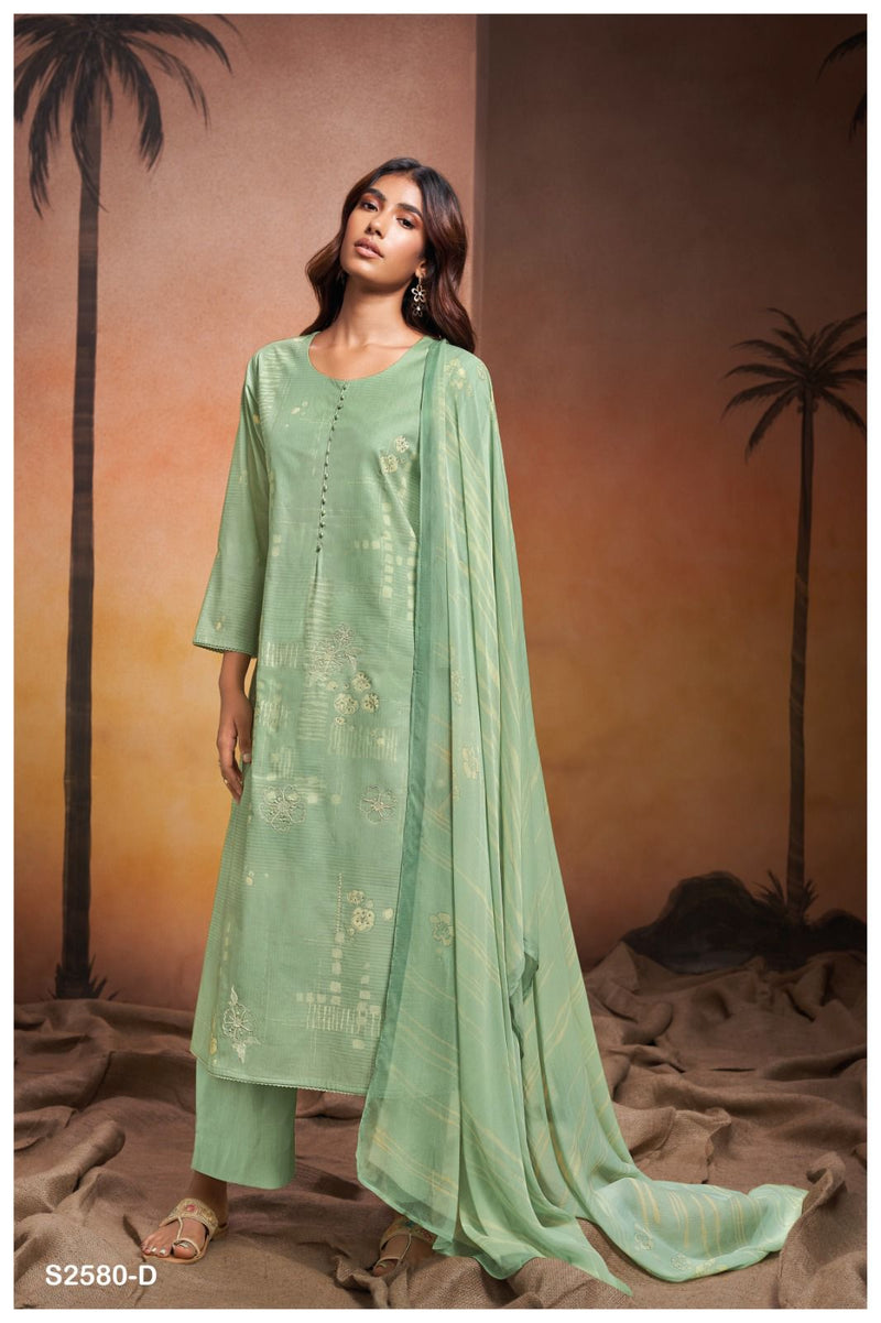 Ganga Suit Arleth 2580 Premium Cotton Embroidered Handwork Salwar Kameez