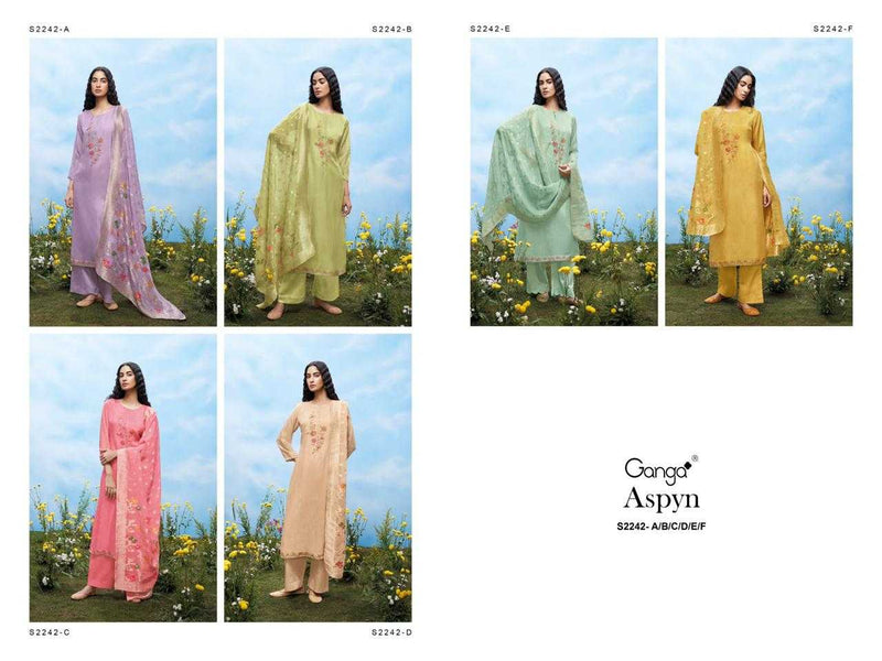 Ganga Suit Aspyn 2242 Premium Organza Solid Embroidered Handwork Salwar Suit