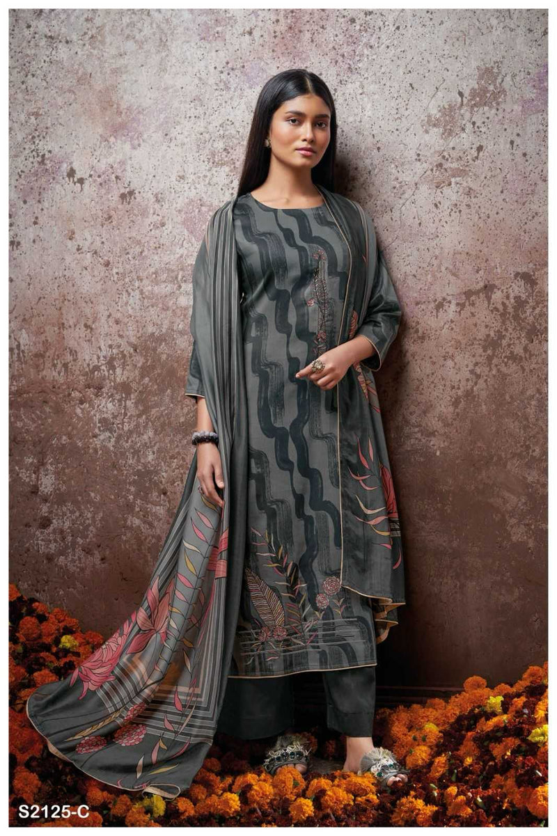 Ganga Suit Corey 2125 Premium Cotton Silk Printed Embroidery Work Salwar Suit