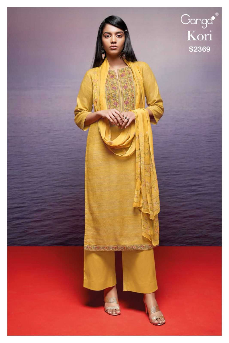 Ganga Suit Kori 2369 Premium Woven Solid With Embroidered Work Salwar Suit