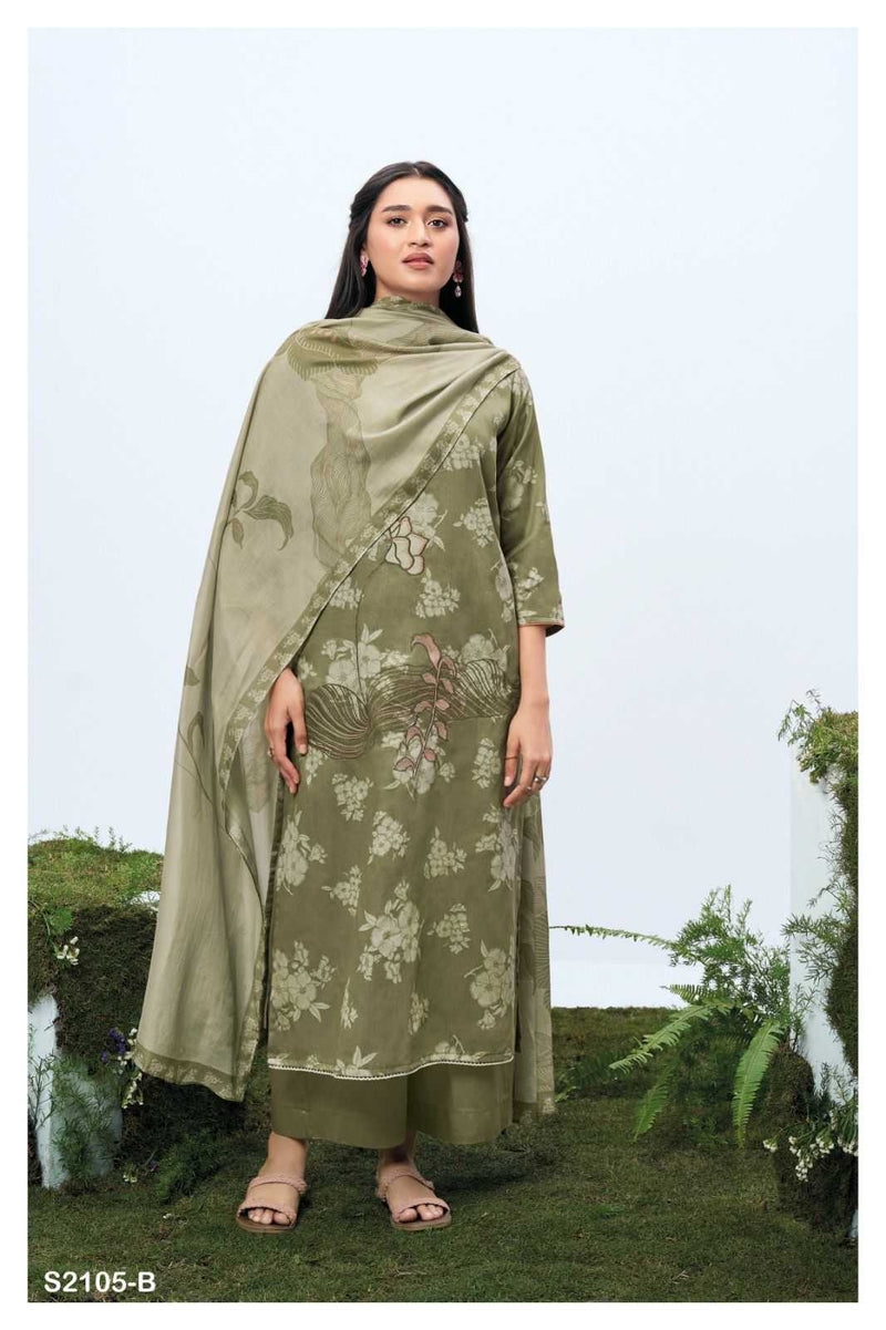 Ganga Suit Liliana 2105 Premium Cotton Silk Printed With Embroidery Work Suit