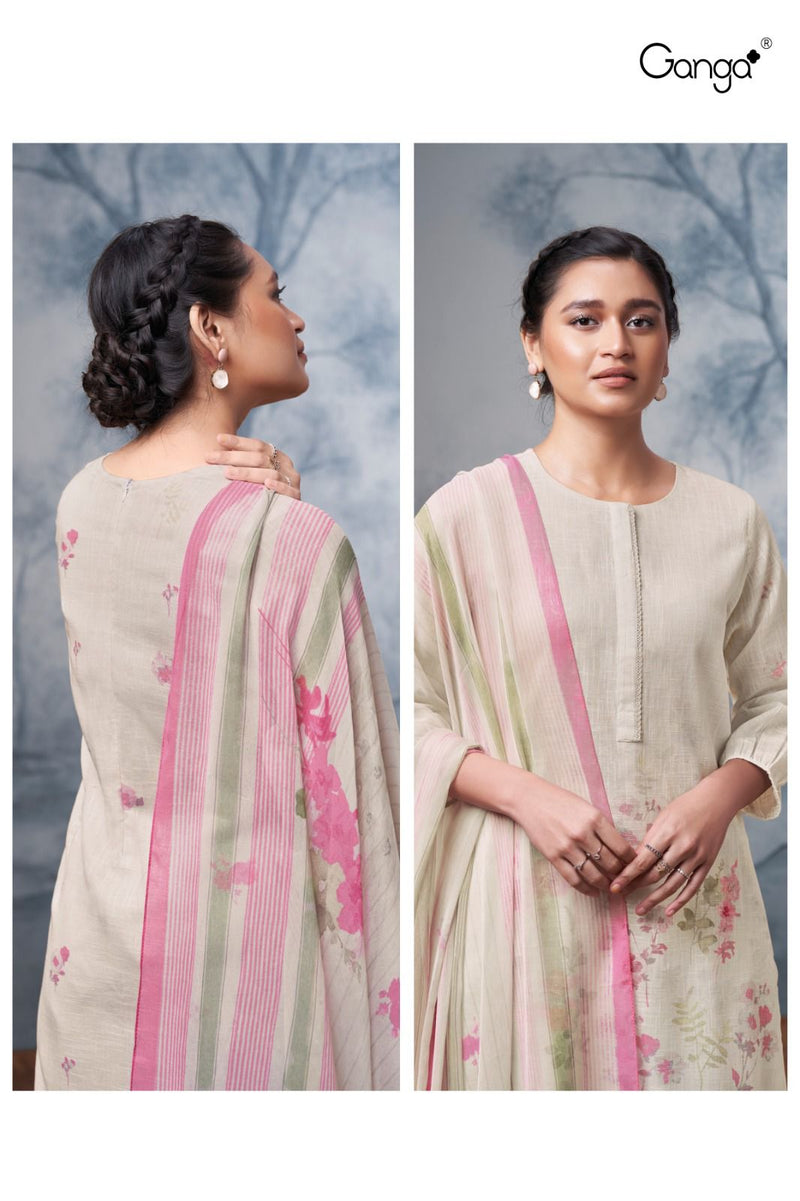 Ganga Suit Mishika 2723 Premium Cotton Linen Printed Handwork Salwar Suit
