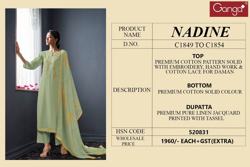 Ganga Suit Nadine Cotton Solid Embroidered Handwork Salwar Suit