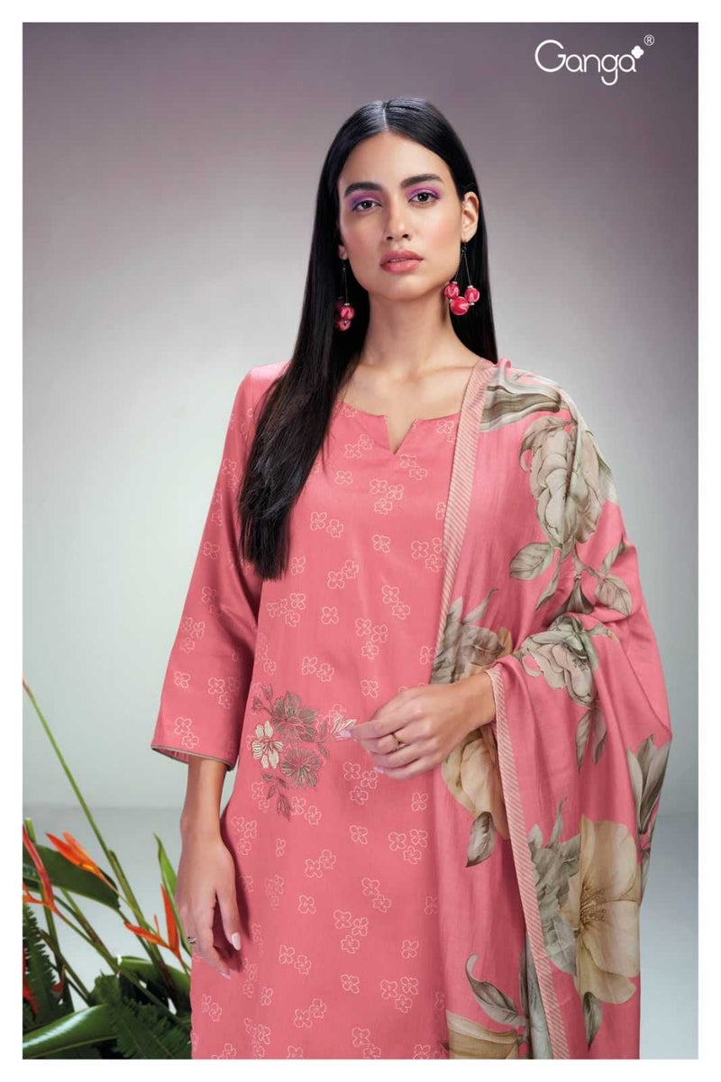 Ganga Suit Ruwanthi 2119 Premium Cotton Silk Printed With Embroidery Work Suit