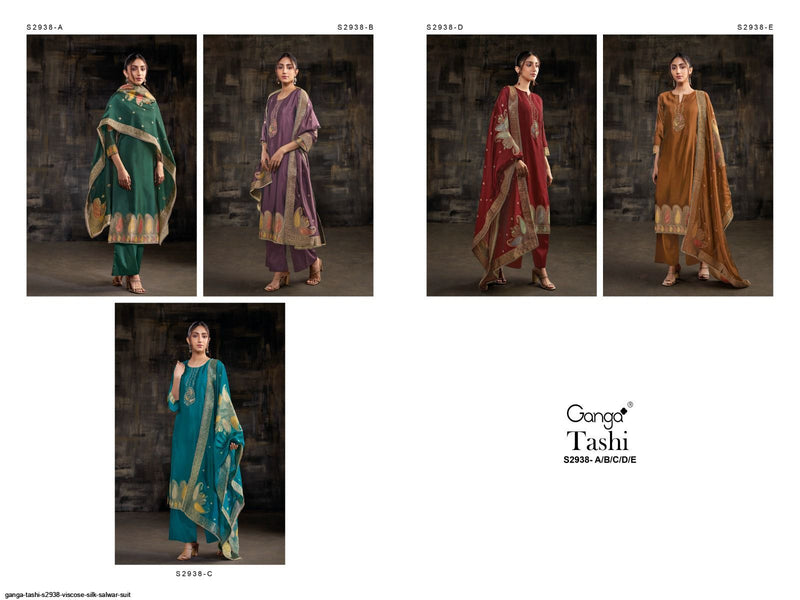 Ganga Tashi 2938 Premium Viscose Silk Jacquard Embroidery Handwork Salwar Suit