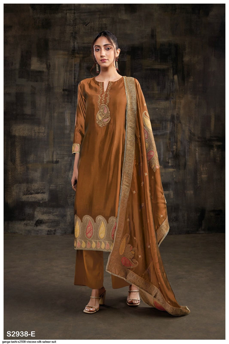 Ganga Tashi 2938 Premium Viscose Silk Jacquard Embroidery Handwork Salwar Suit
