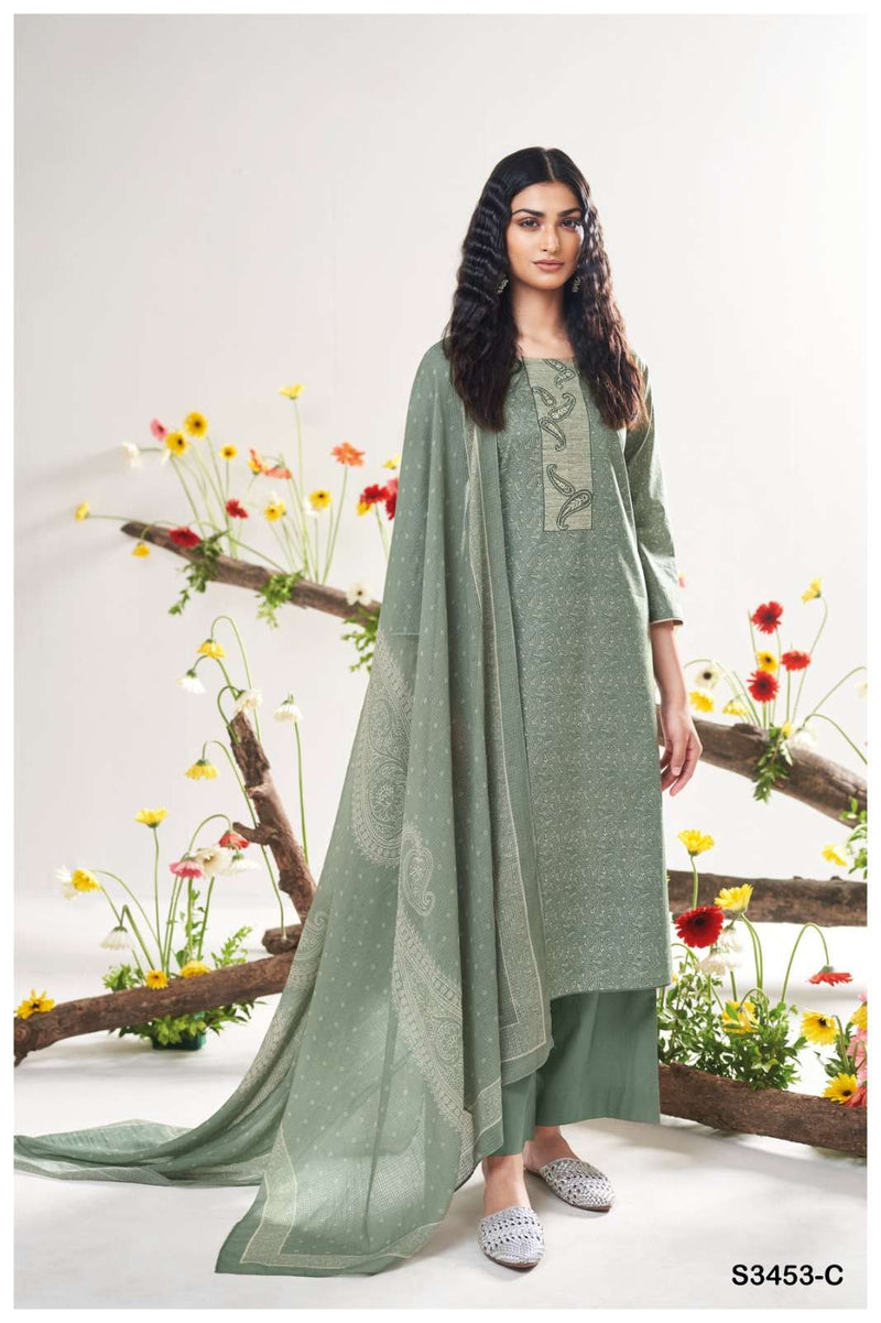 Ganga Deeandra 3453 Premium Cotton Embroidered Designer Salwar Kameez