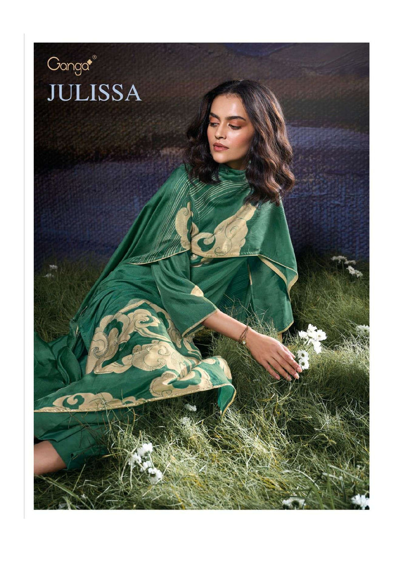 Ganga Julissa Pure Bemberg Russian Silk Printed Handwork Salwar Suit