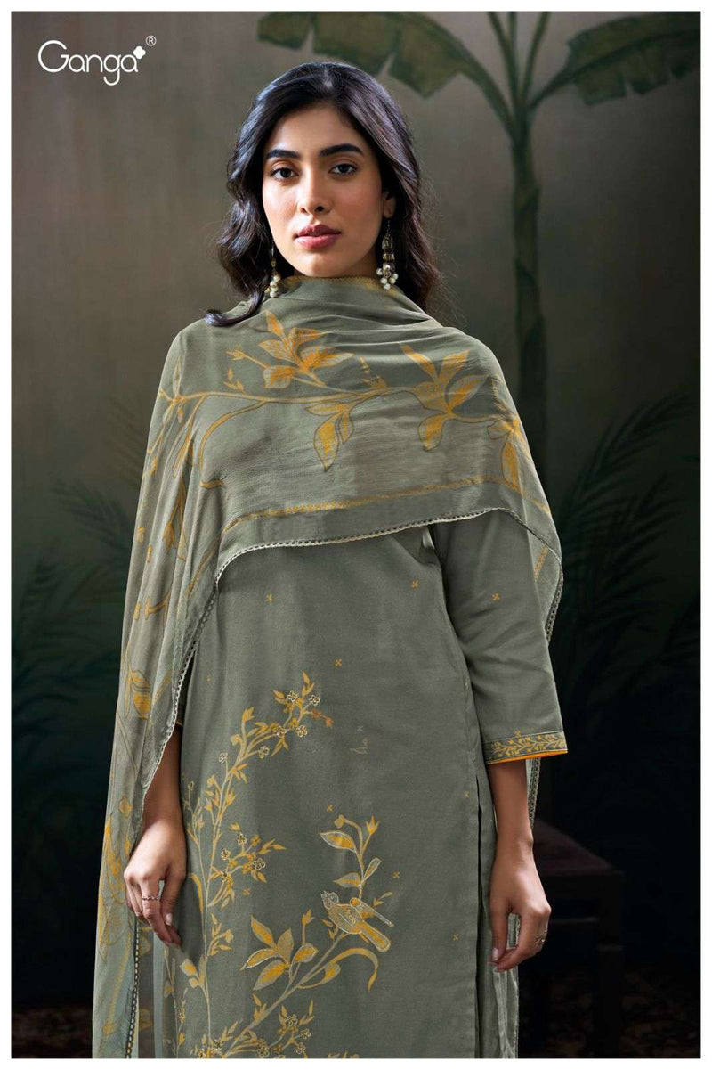 Ganga Shasvi 3110 Premium Cotton Satin Embroidered Handwork Salwar Suit