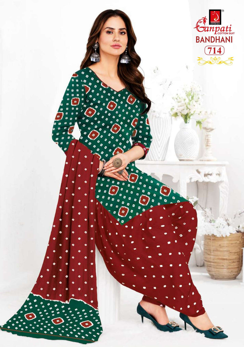 Ganpati Bandhani Vol 7 Pure Cotton Printed Patiyala Salwar Suit
