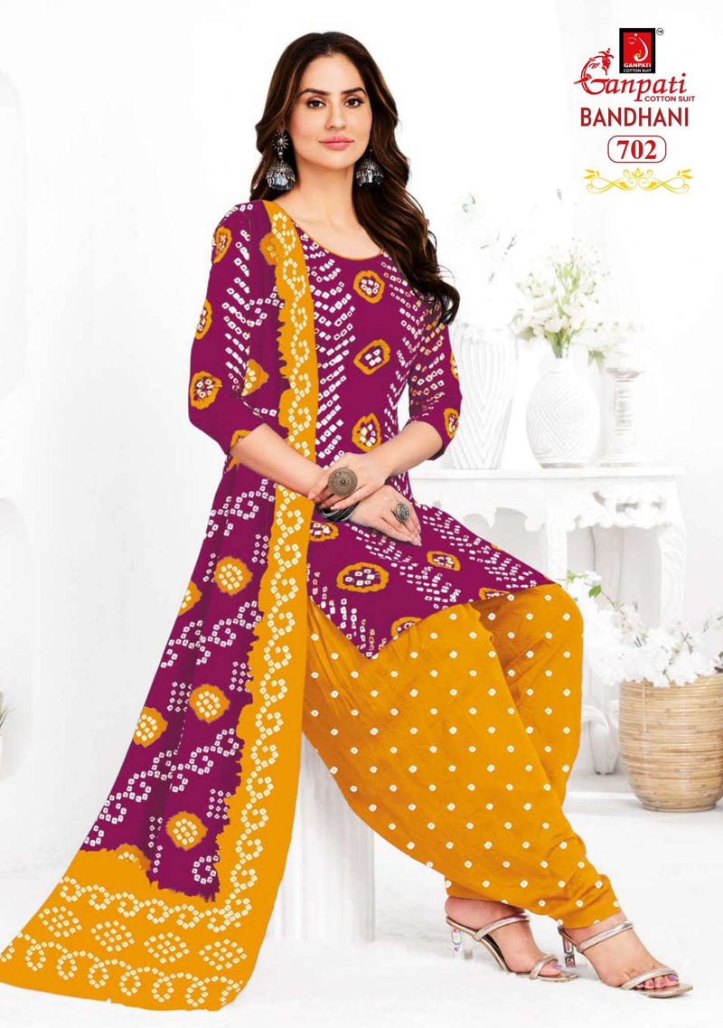 Ganpati Bandhani Vol 7 Pure Cotton Printed Patiyala Salwar Suit