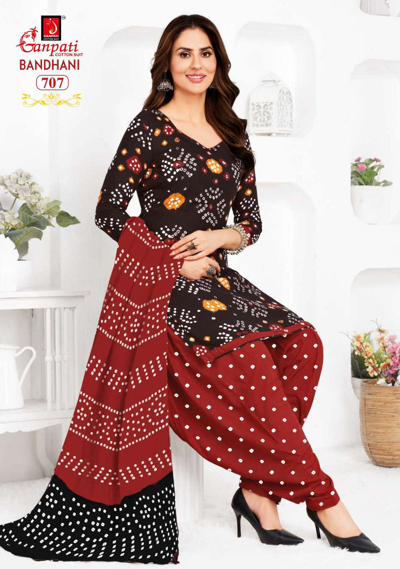 Ganpati Bandhani Vol 7 Pure Cotton Printed Patiyala Salwar Suit