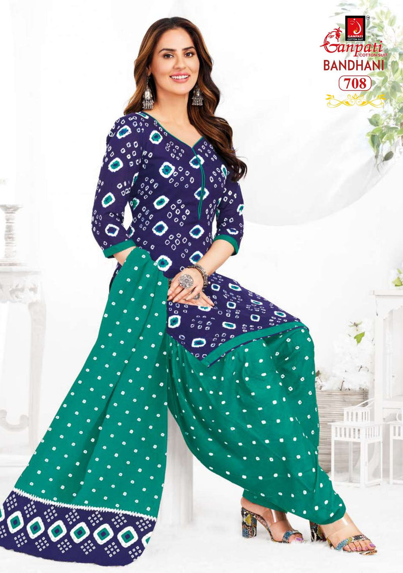 Ganpati Bandhani Vol 7 Pure Cotton Printed Patiyala Salwar Suit