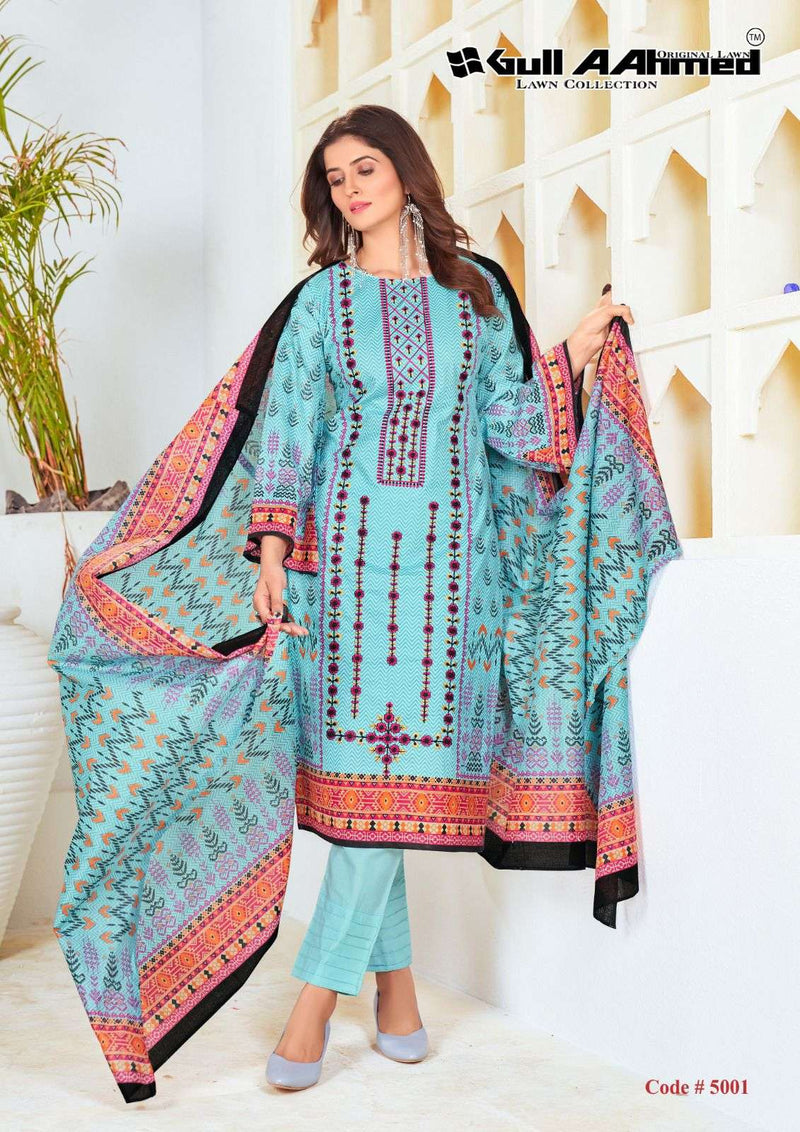 Gull Aahmed Bin Saeed Embroidered Collection Vol 5 Pure Lawn Cotton Self Embroidery Work Salwar Suit
