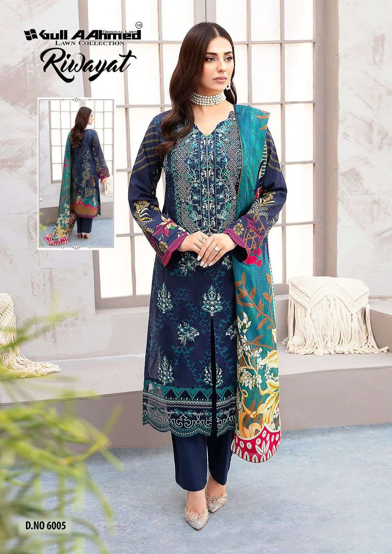 Gull Aahmed Riwayat Vol 6 Pure Lawn Coton Karachi Printed Salwar Suit