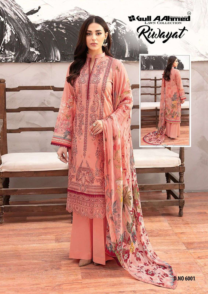 Gull Aahmed Riwayat Vol 6 Pure Lawn Coton Karachi Printed Salwar Suit