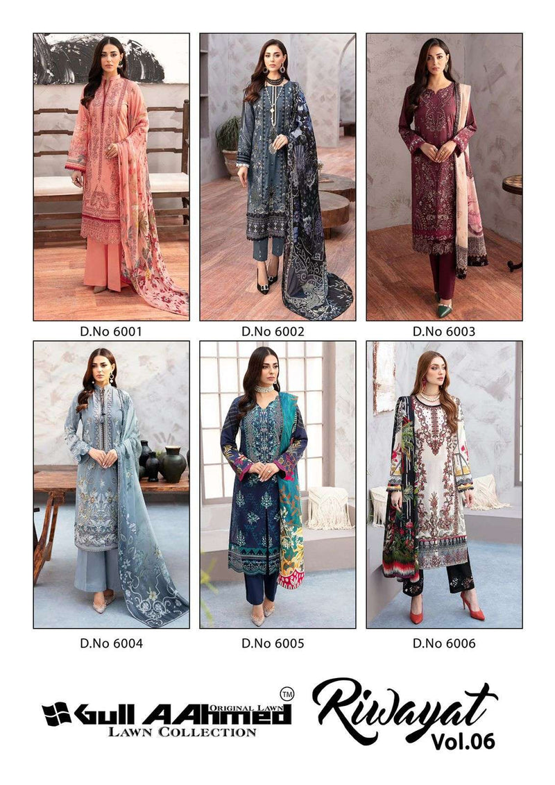 Gull Aahmed Riwayat Vol 6 Pure Lawn Coton Karachi Printed Salwar Suit