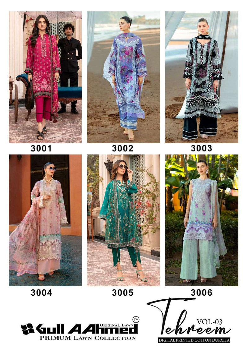 Gull Aahmed Tehreem Vol 3 Pure Lawn Cotton Printed Salwar Kameez