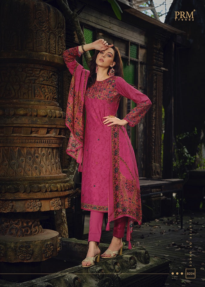 Prm Trendz Haajat Muslin Silk Digital Print With Designer Work Suits