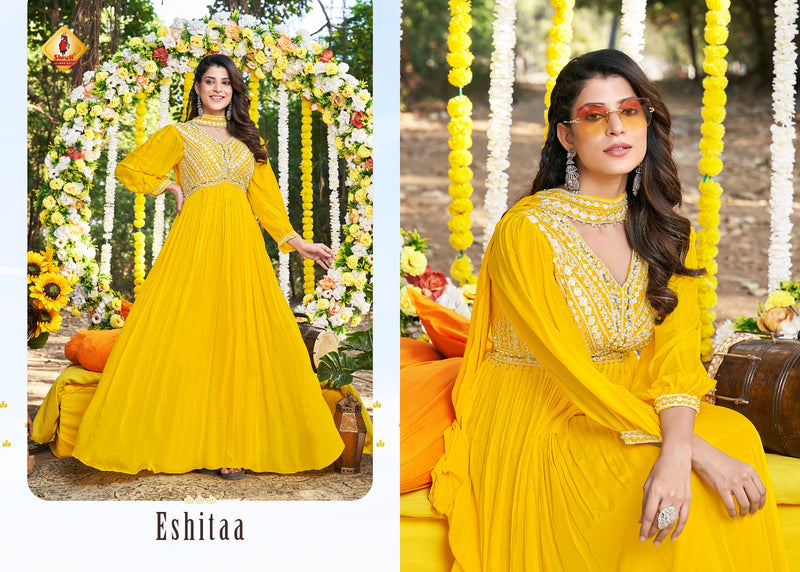 Shruti Suits Haldi Viscose Heavy Exclusive Designer Readymade Suit Collection