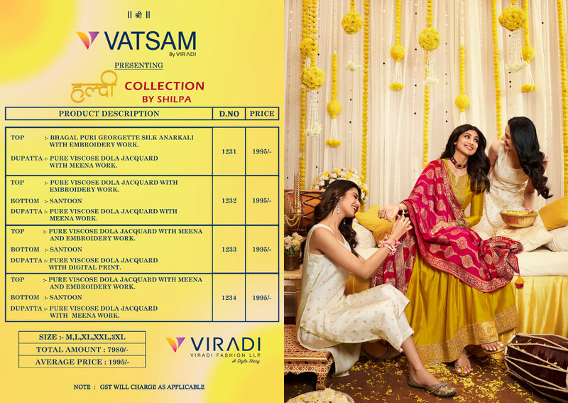 Vatsam Haldi Collection Georgette Silk Anarkali Designer Readymade Suit