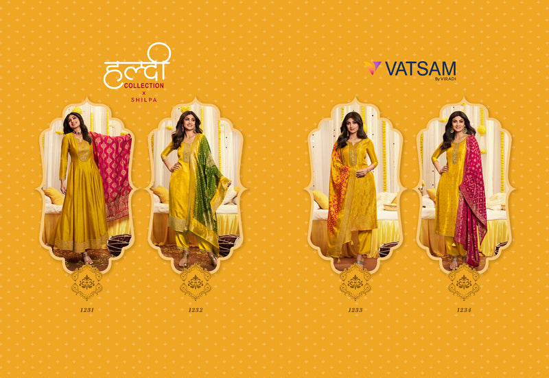 Vatsam Haldi Collection Georgette Silk Anarkali Designer Readymade Suit