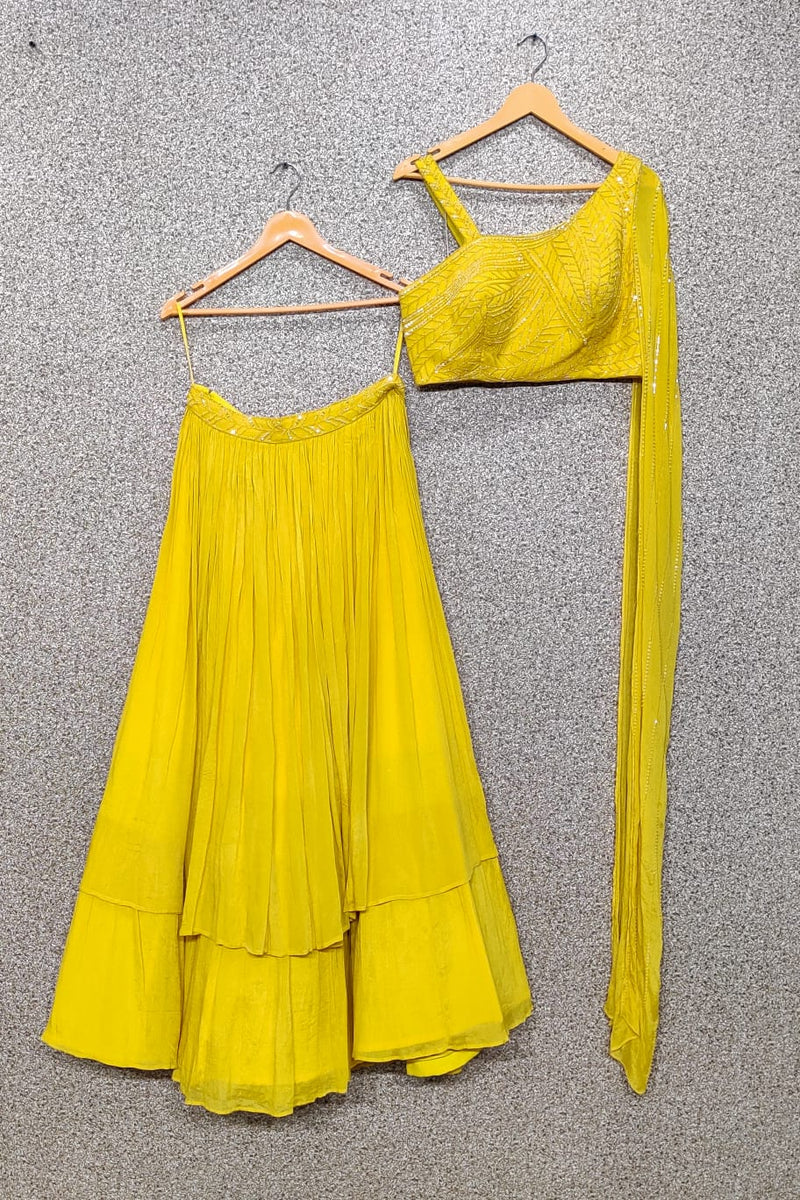Mf Haldi Special Chinon With Handwork Reaymade Single Lehnga Choli