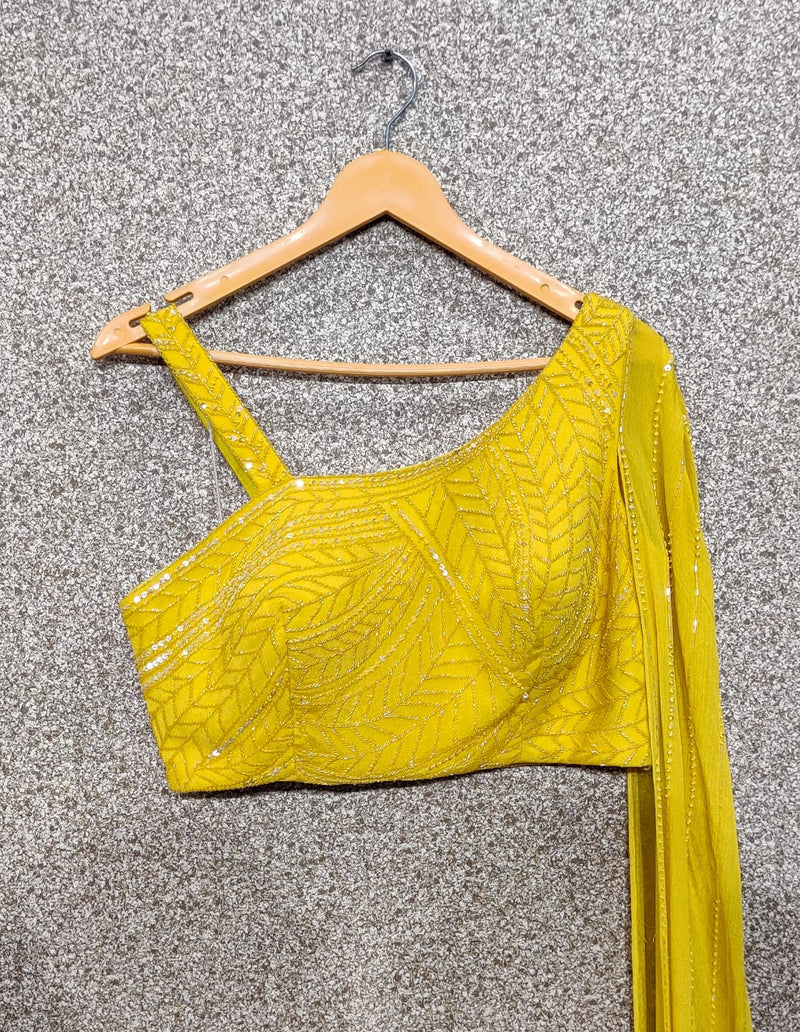 Mf Haldi Special Chinon With Handwork Reaymade Single Lehnga Choli