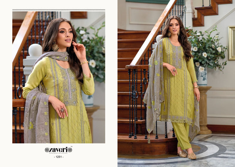 Zaveri Woman Beauty Hasrat Organza Embroidery Readymade Suit Collection