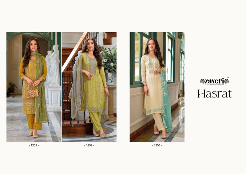Zaveri Woman Beauty Hasrat Organza Embroidery Readymade Suit Collection