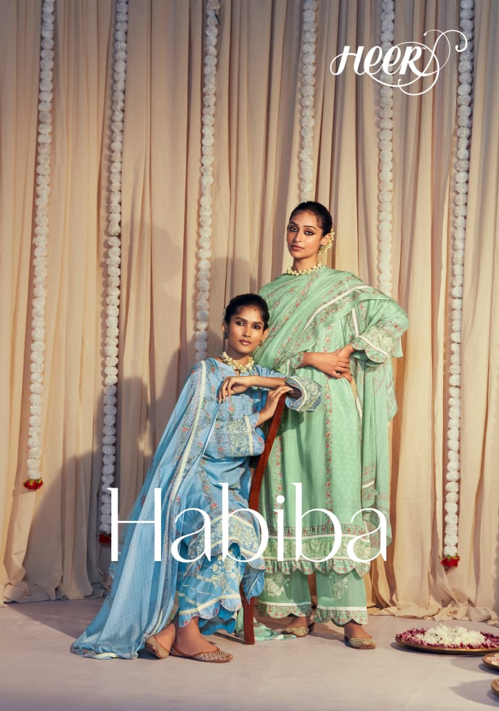 Kimora Heer Habia Muslin Silk Digital Print With Heavy Embroidery Suits